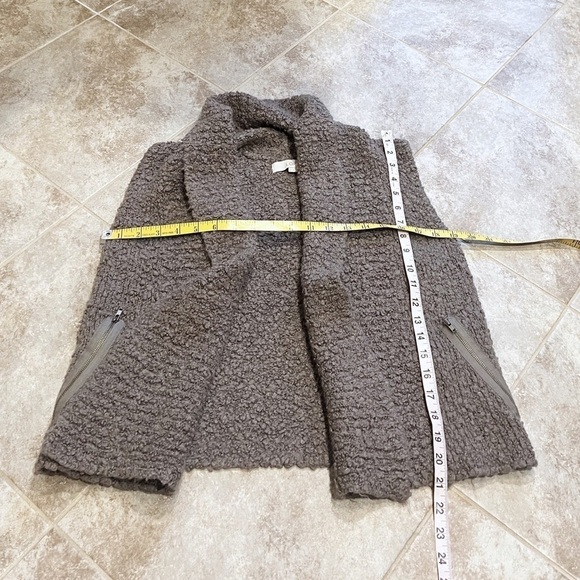 LOFT Soft Mohair Sweater Vest Gray Brown Small Pockets Open cowl neck Wool - Picture 3 of 7